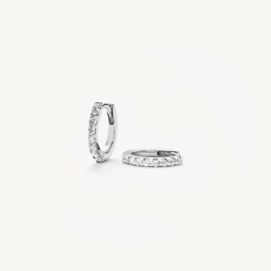 Solid Gold Classic Diamond Huggies | 9ct Solid White Gold/Diamond Earrings Missoma 