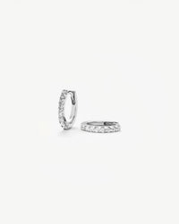 Solid Gold Classic Diamond Huggies | 9ct Solid White Gold/Diamond Earrings Missoma 