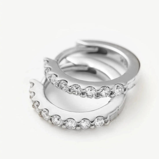 Solid Gold Classic Diamond Huggies | 9ct Solid White Gold/Diamond Earrings Missoma 