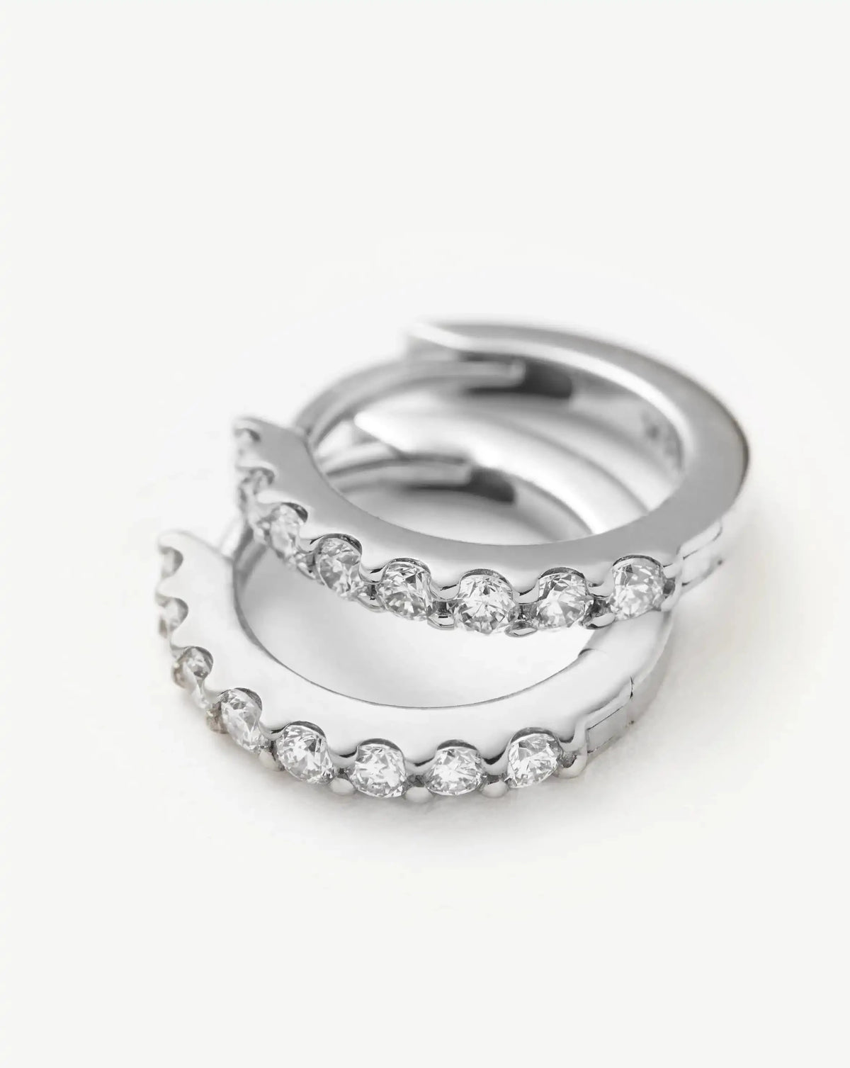 Solid Gold Classic Diamond Huggies | 9ct Solid White Gold/Diamond Earrings Missoma 
