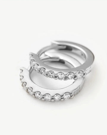 Solid Gold Classic Diamond Huggies | 9ct Solid White Gold/Diamond Earrings Missoma 