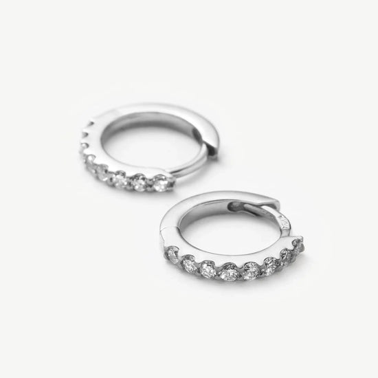 Solid Gold Classic Diamond Huggies | 9ct Solid White Gold/Diamond Earrings Missoma 