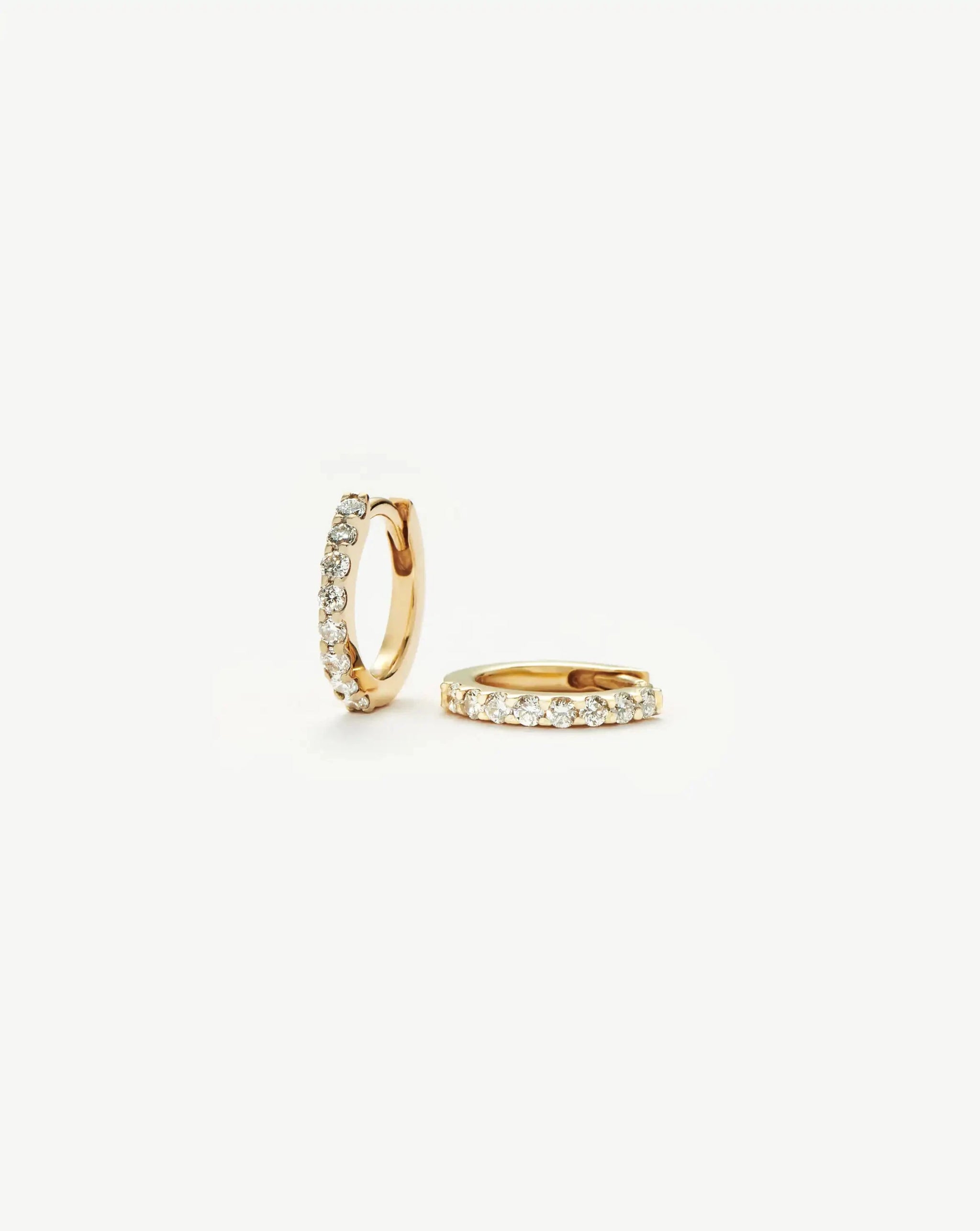 Solid Gold Classic Diamond Huggies | 9ct Solid Yellow Gold/Diamond Earrings Missoma 
