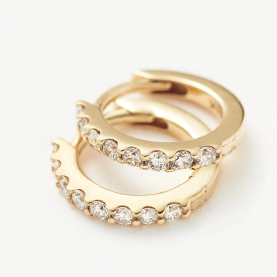 Solid Gold Classic Diamond Huggies | 9ct Solid Yellow Gold/Diamond Earrings Missoma 