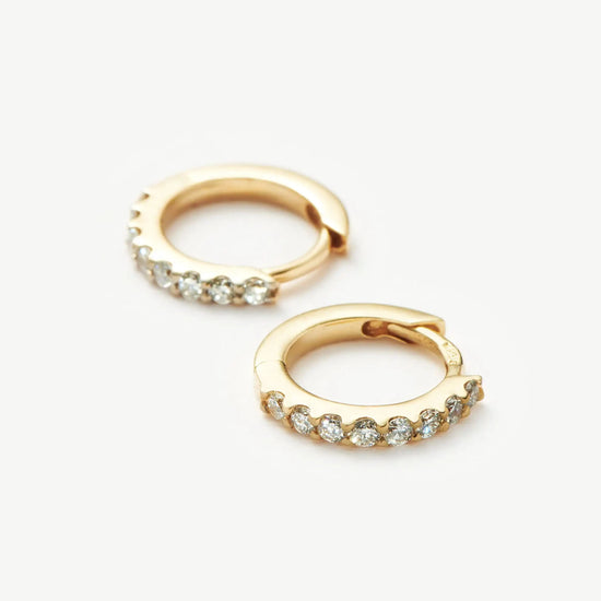 Solid Gold Classic Diamond Huggies | 9ct Solid Yellow Gold/Diamond Earrings Missoma 