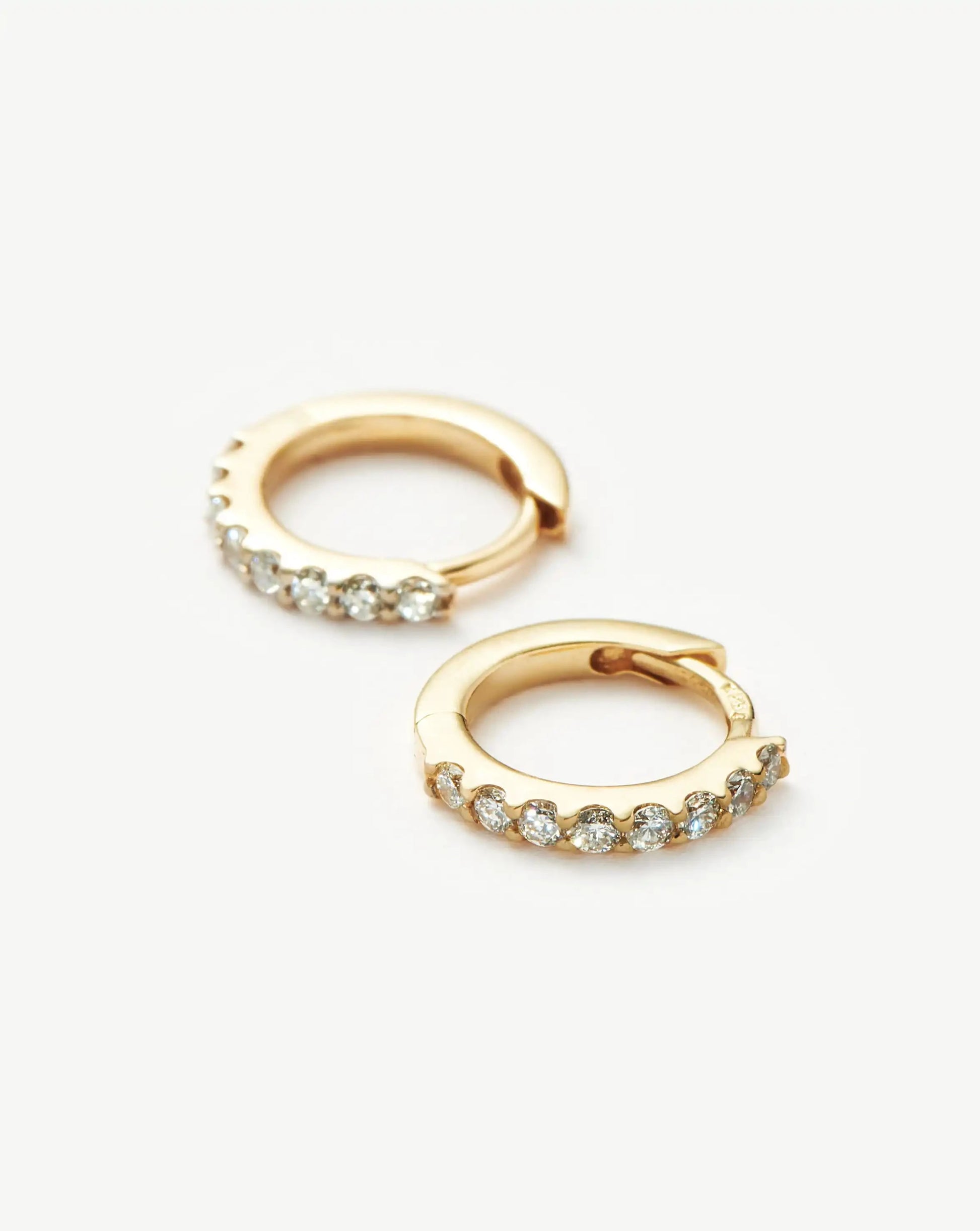 Solid Gold Classic Diamond Huggies | 9ct Solid Yellow Gold/Diamond Earrings Missoma 