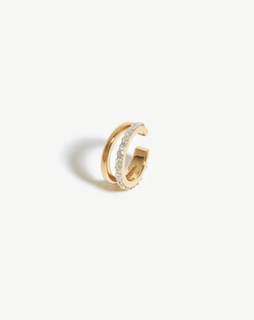 Solid Gold Diamond Double Ear Cuff Earrings Missoma 