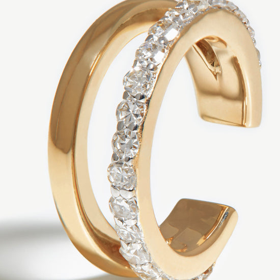 Solid Gold Diamond Double Ear Cuff Earrings Missoma 