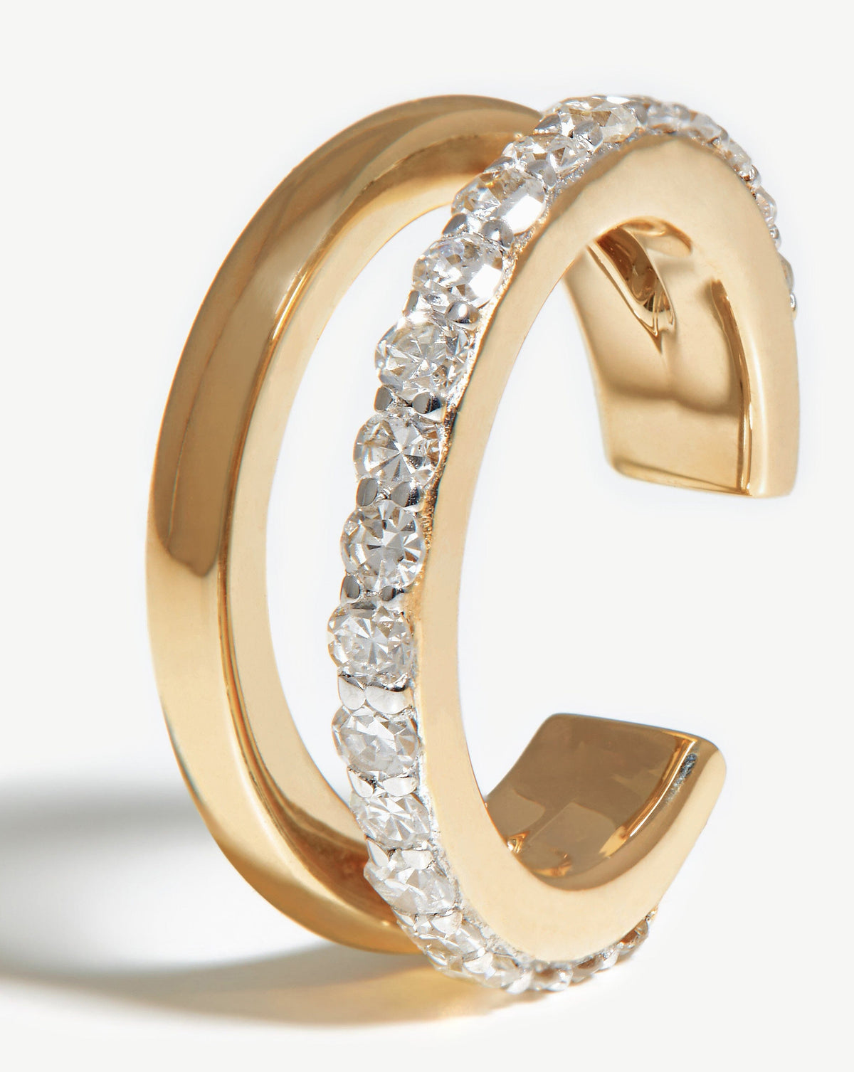 Solid Gold Diamond Double Ear Cuff Earrings Missoma 