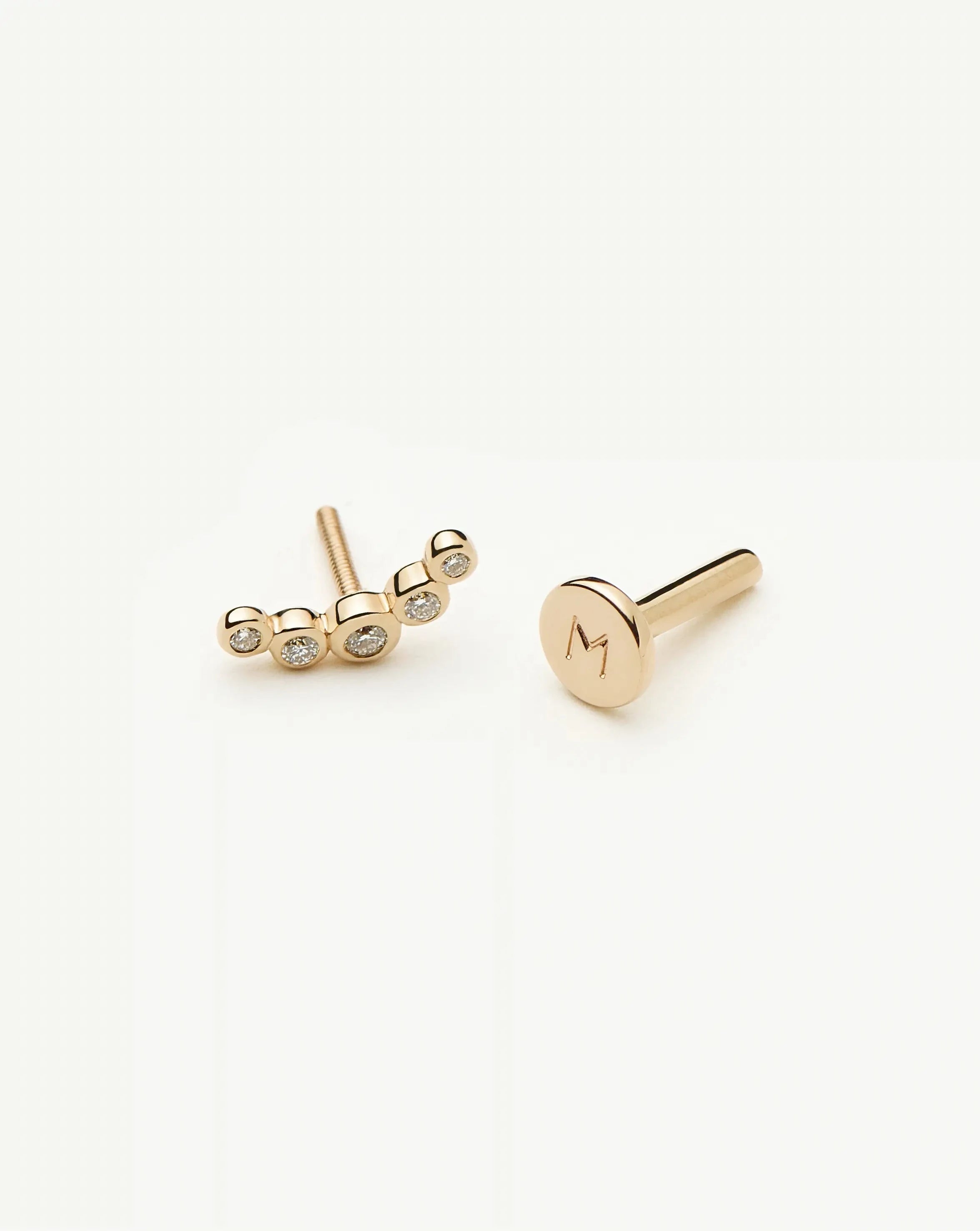 Solid Gold Diamond Ear Climber Flat Back Stud Earring | 9ct Solid Gold Earrings Missoma 