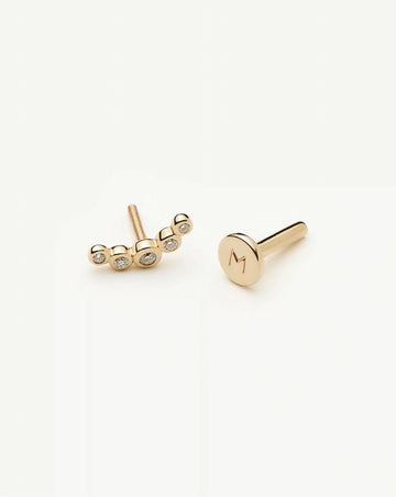 Solid Gold Diamond Ear Climber Flat Back Stud Earring | 9ct Solid Gold Earrings Missoma 