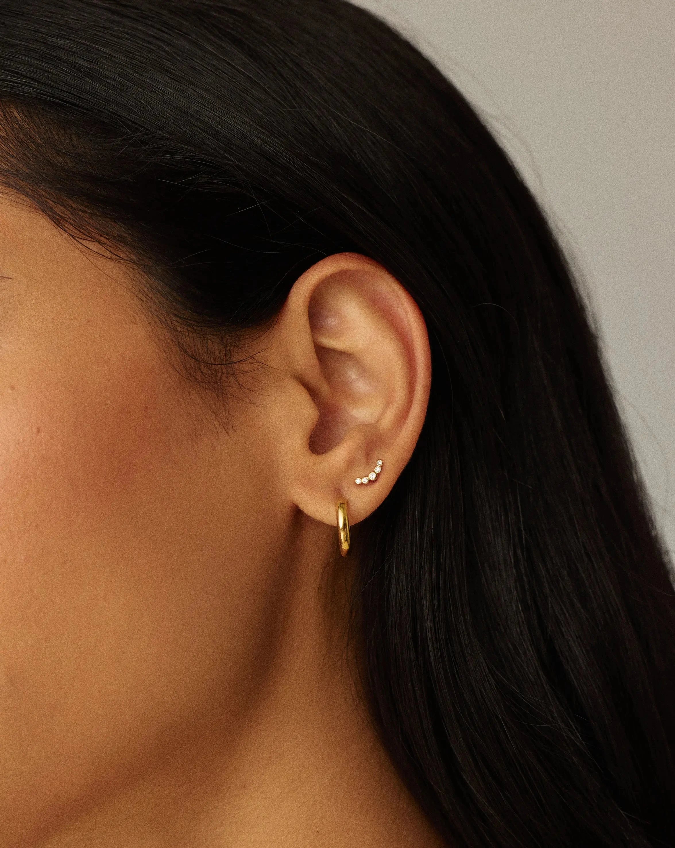 Solid Gold Diamond Ear Climber Flat Back Stud Earring | 9ct Solid Gold Earrings Missoma 