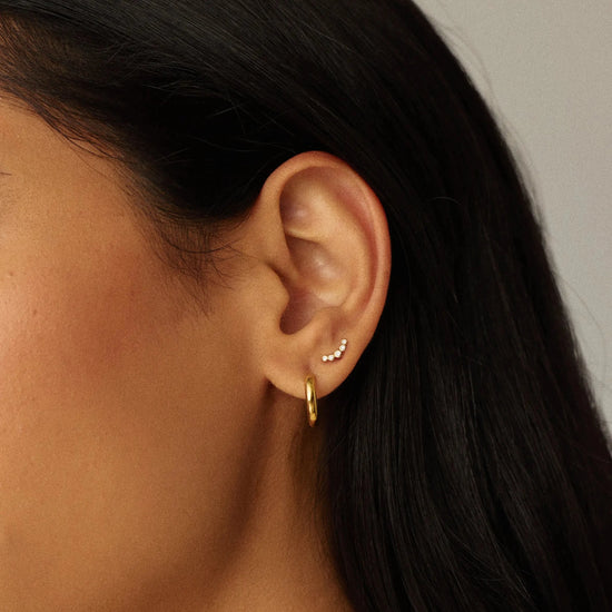 Solid Gold Diamond Ear Climber Flat Back Stud Earring | 9ct Solid Gold Earrings Missoma 