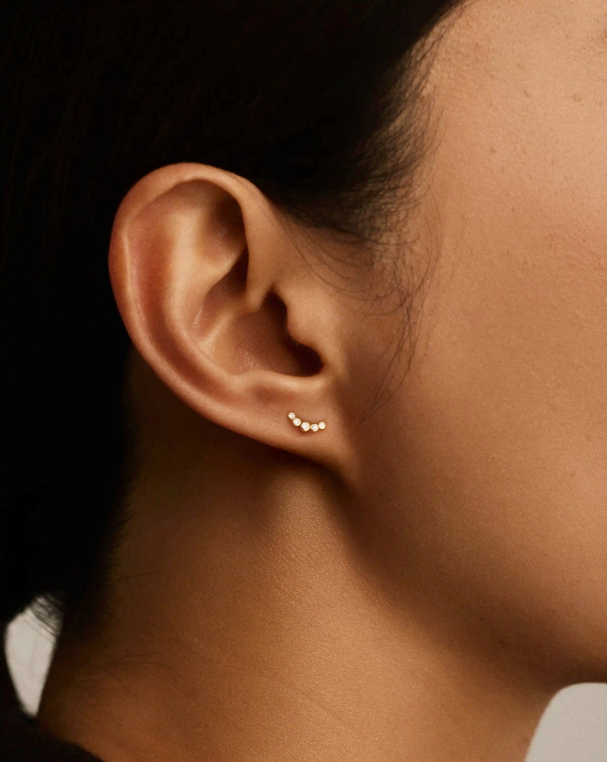 Solid Gold Diamond Ear Climber Flat Back Stud Earring | 9ct Solid Gold Earrings Missoma 