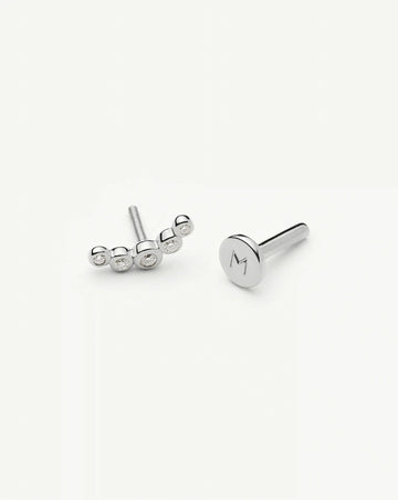 Solid Gold Diamond Ear Climber Flat Back Stud Earring | 9ct Solid White Gold Earrings Missoma 