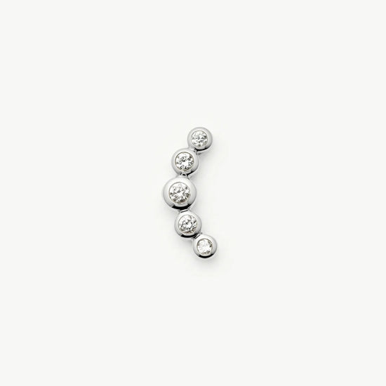 Solid Gold Diamond Ear Climber Flat Back Stud Earring | 9ct Solid White Gold Earrings Missoma 