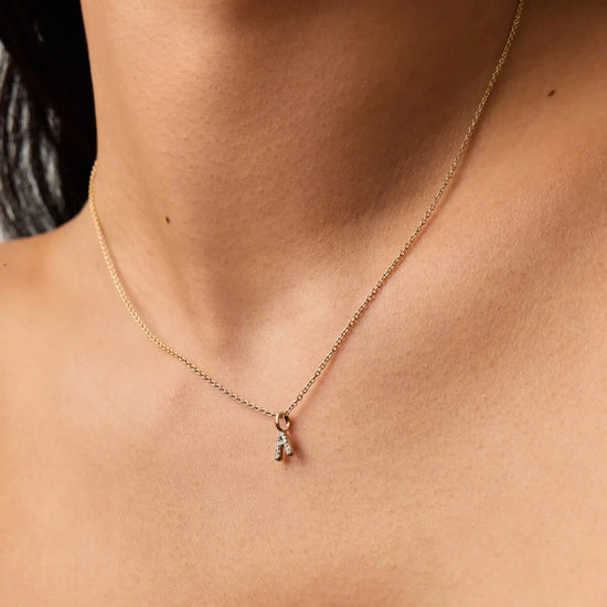 Solid Gold Diamond Initial Mini Pendant Necklace - A | 14ct Solid Yellow Gold Plated/Diamond Necklaces Missoma 