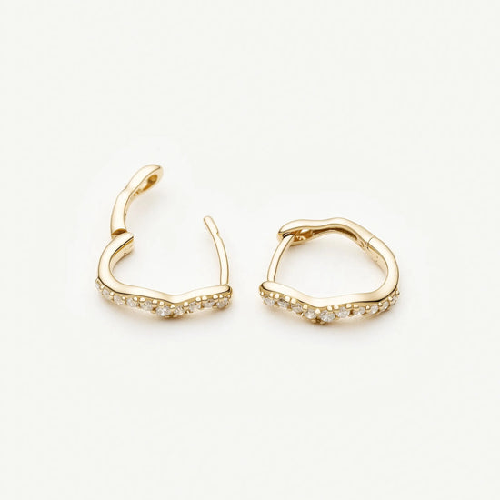 Solid Gold Diamond Molten Snow Huggie Earrings | 9ct Solid Yellow Gold/Lab Grown Diamonds Earrings Missoma 