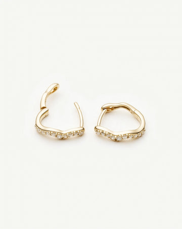 Solid Gold Diamond Molten Snow Huggie Earrings | 9ct Solid Yellow Gold/Lab Grown Diamonds Earrings Missoma 