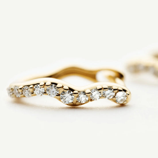 Solid Gold Diamond Molten Snow Huggie Earrings | 9ct Solid Yellow Gold/Lab Grown Diamonds Earrings Missoma 