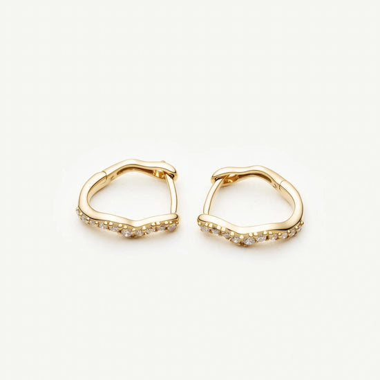 Solid Gold Diamond Molten Snow Huggie Earrings | 9ct Solid Yellow Gold/Lab Grown Diamonds Earrings Missoma 