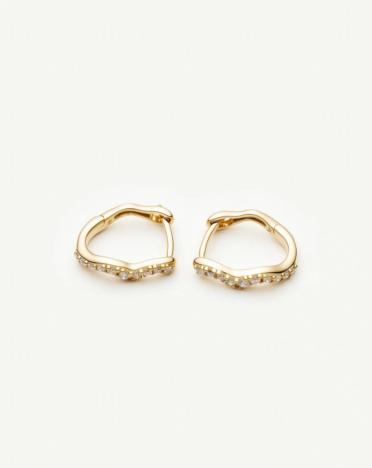 Solid Gold Diamond Molten Snow Huggie Earrings | 9ct Solid Yellow Gold/Lab Grown Diamonds Earrings Missoma 
