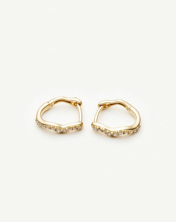 Solid Gold Diamond Molten Snow Huggie Earrings | 9ct Solid Yellow Gold/Lab Grown Diamonds Earrings Missoma 