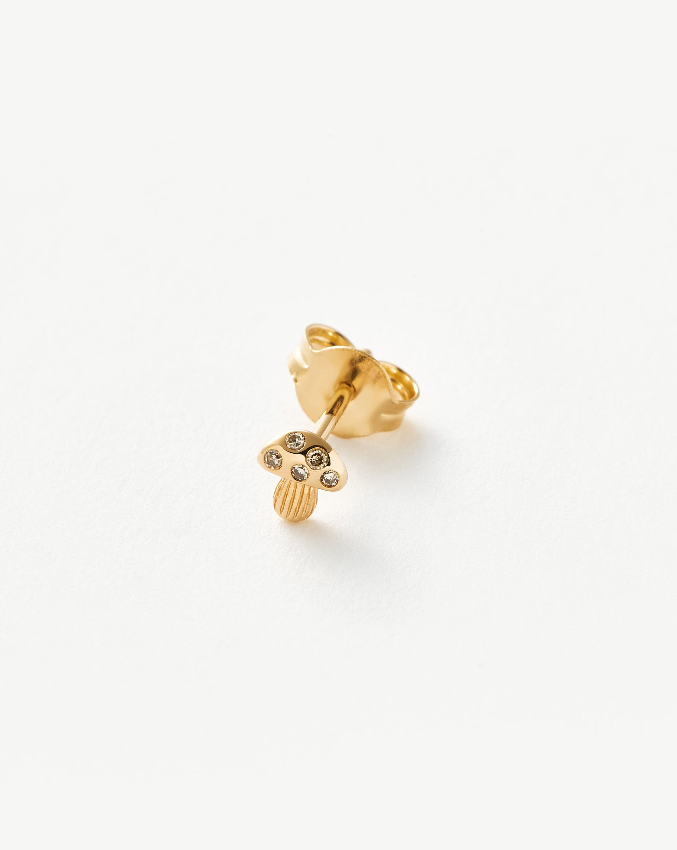 Solid Gold Diamond Mushroom Single Stud Earring Earrings Missoma 