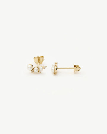 Solid Gold Diamond & Pearl Mini Climber Stud Earrings | 14ct Solid Gold/Pearl Earrings Missoma 