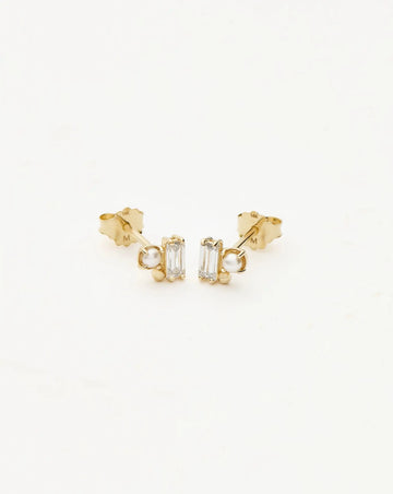 Solid Gold Diamond Pearl Stud Earrings | 14ct Solid Gold/Pearl Earrings Missoma 