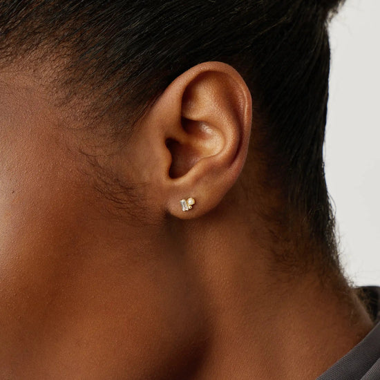 Solid Gold Diamond Pearl Stud Earrings | 14ct Solid Gold/Pearl Earrings Missoma 