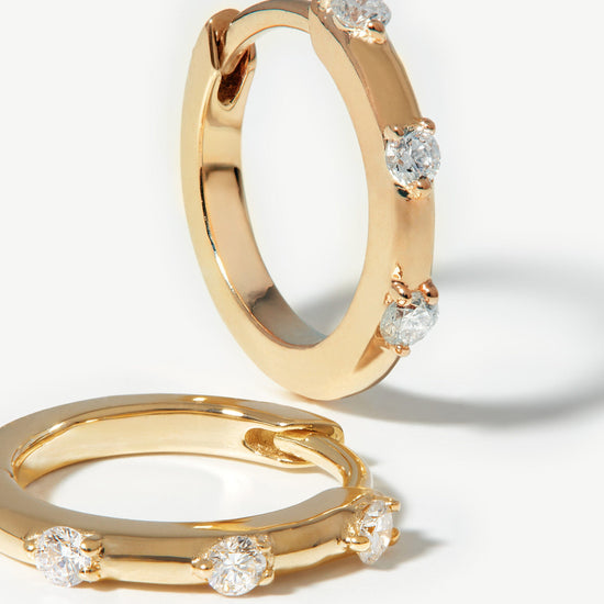 Solid Gold Diamond Studded Huggies Earrings Missoma 