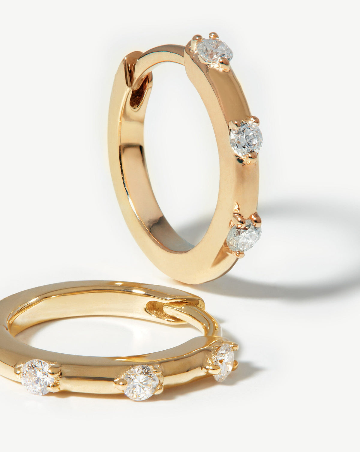 Solid Gold Diamond Studded Huggies Earrings Missoma 