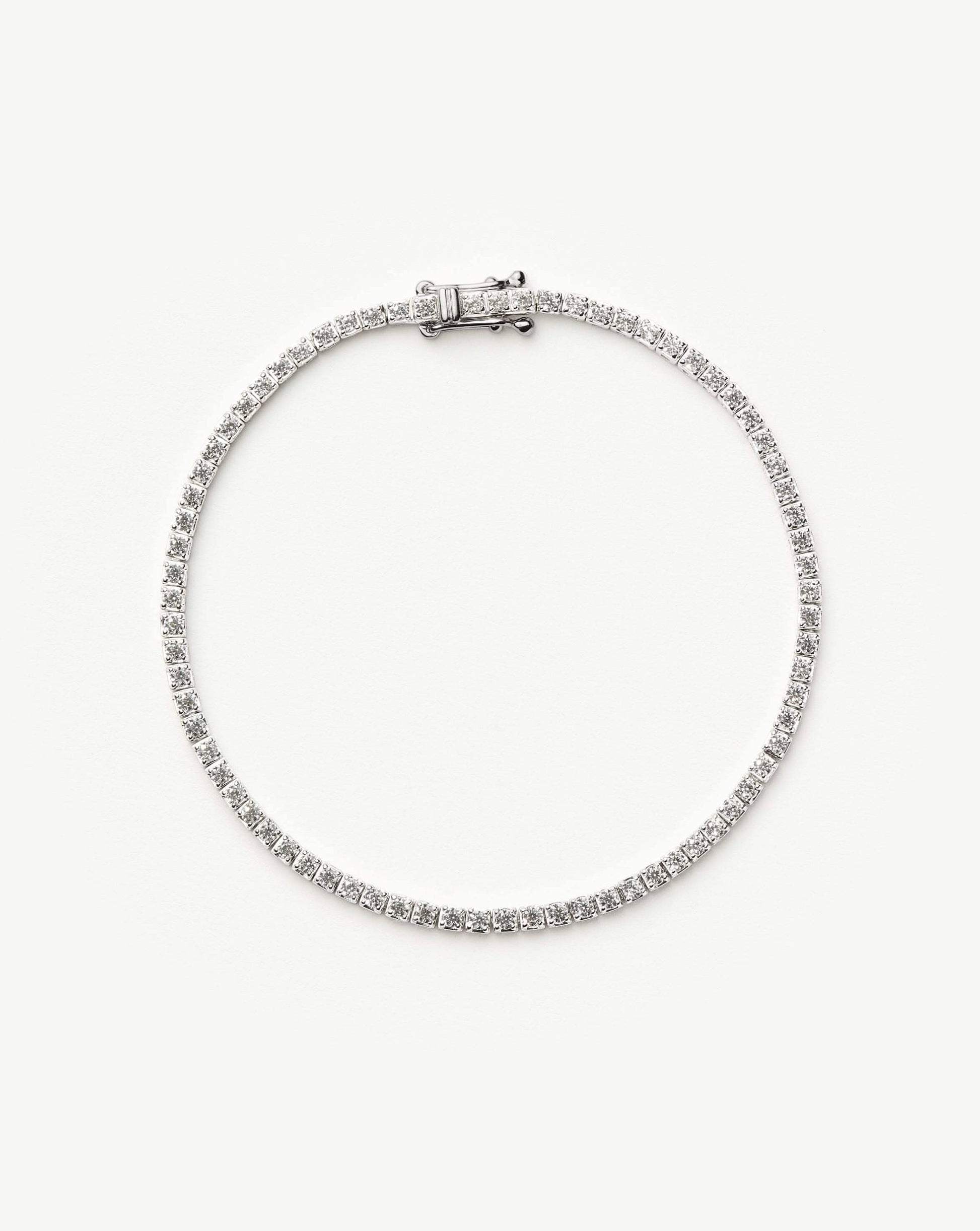 Solid Gold Diamond Tennis Bracelet | 14ct Solid White Gold Lab Grown Diamonds Bracelets Missoma 
