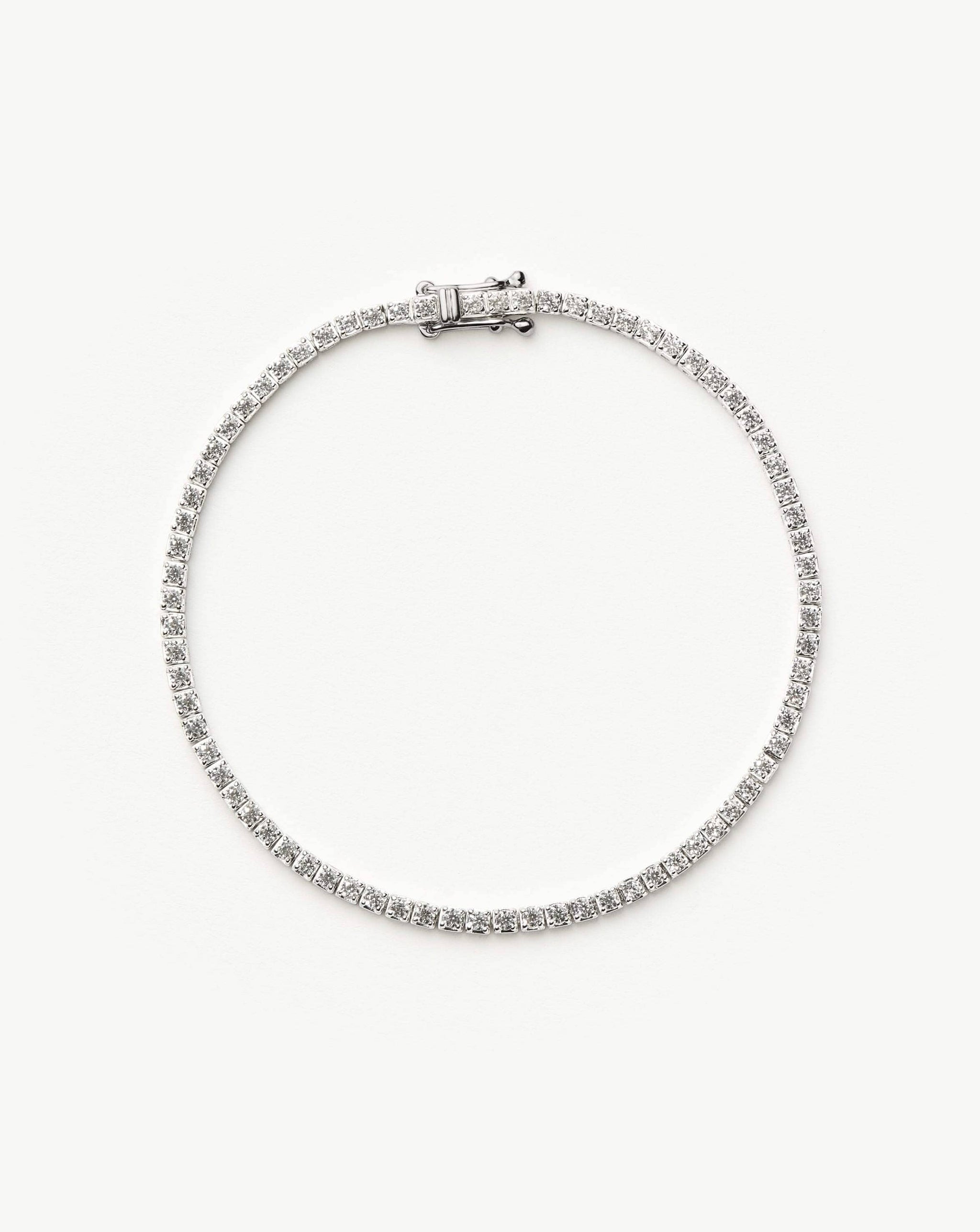 Solid Gold Diamond Tennis Bracelet | 14ct Solid White Gold Lab Grown Diamonds Bracelets Missoma 