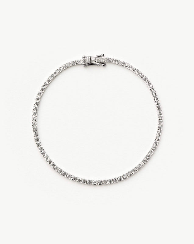 Solid Gold Diamond Tennis Bracelet | 14ct Solid White Gold Lab Grown Diamonds