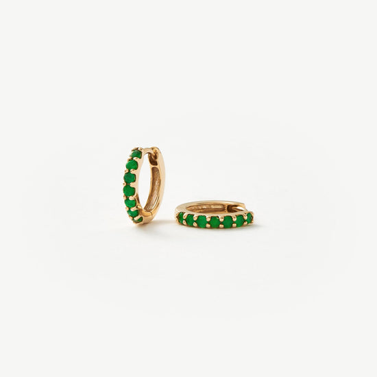 Solid Gold Emerald Huggies Earrings Missoma 