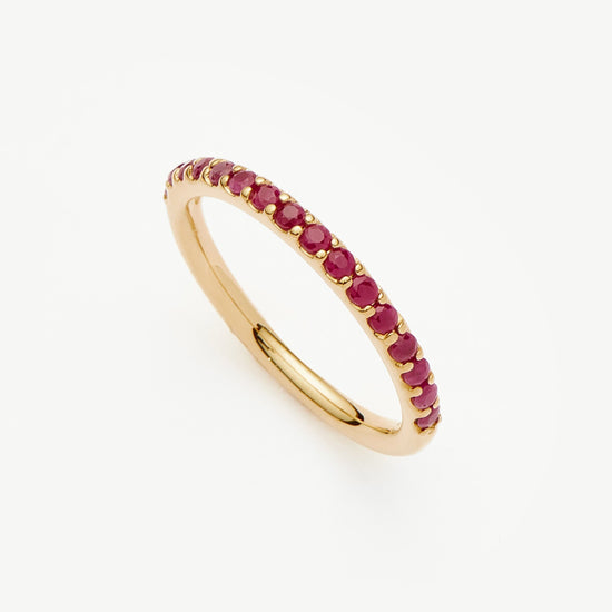 Solid Gold Half Eternity Ruby Ring | 9ct Solid Yellow Gold/Ruby Rings Missoma 