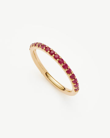 Solid Gold Half Eternity Ruby Ring | 9ct Solid Yellow Gold/Ruby Rings Missoma 