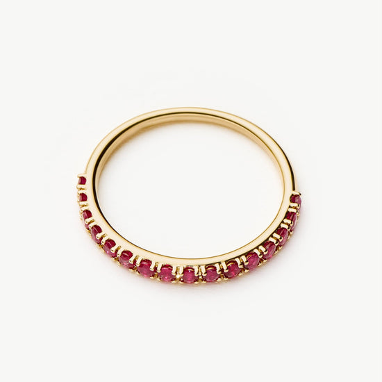 Solid Gold Half Eternity Ruby Ring | 9ct Solid Yellow Gold/Ruby Rings Missoma 