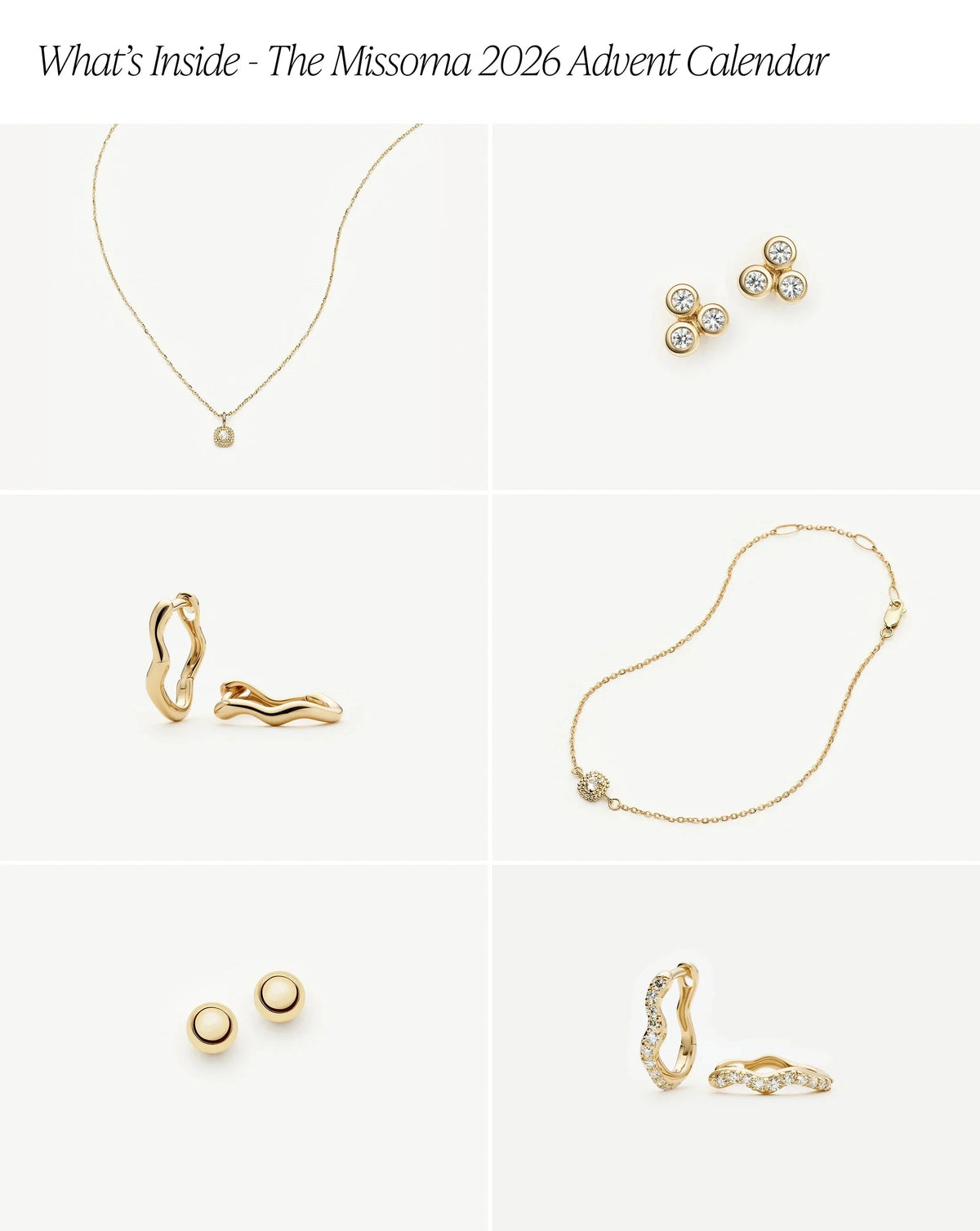 Solid Gold Jewellery Advent Calendar | 9ct Solid Yellow Gold Advent Calendar Missoma 