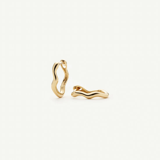Solid Gold Molten Huggie Earrings | 9ct Solid Yellow Gold Earrings Missoma 