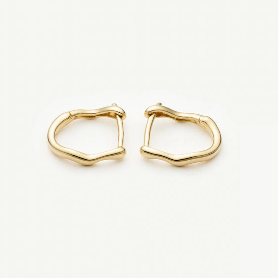 Solid Gold Molten Huggie Earrings | 9ct Solid Yellow Gold Earrings Missoma 