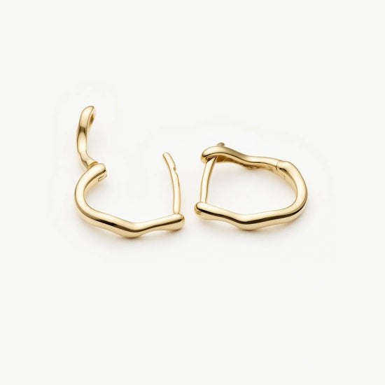 Solid Gold Molten Huggie Earrings | 9ct Solid Yellow Gold Earrings Missoma 
