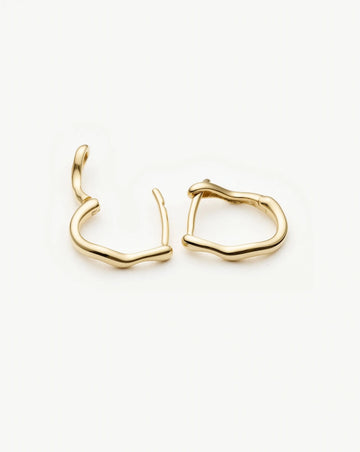 Solid Gold Molten Huggie Earrings | 9ct Solid Yellow Gold Earrings Missoma 