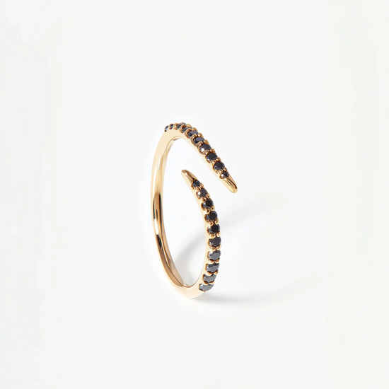 Solid Gold Open Claw Ring | 9ct Solid Yellow Gold/Black Diamond Rings Missoma 