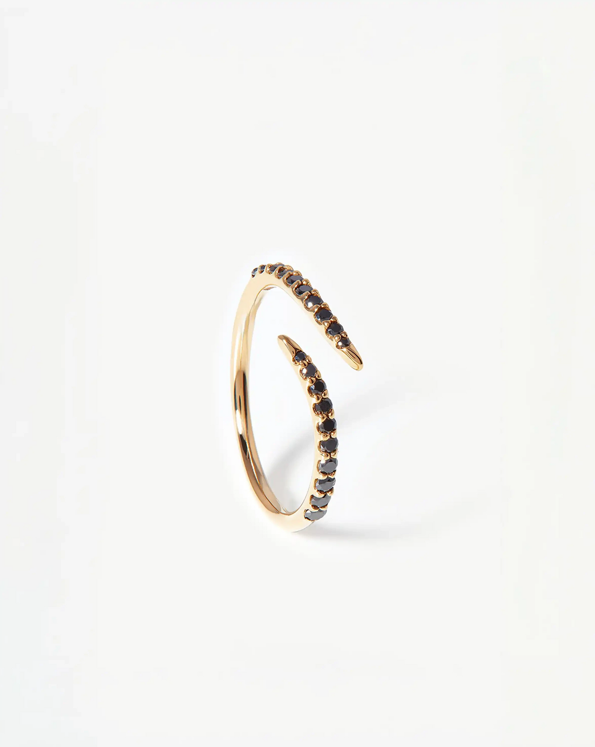 Solid Gold Open Claw Ring | 9ct Solid Yellow Gold/Black Diamond Rings Missoma 