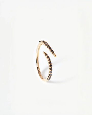Solid Gold Open Claw Ring | 9ct Solid Yellow Gold/Black Diamond Rings Missoma 