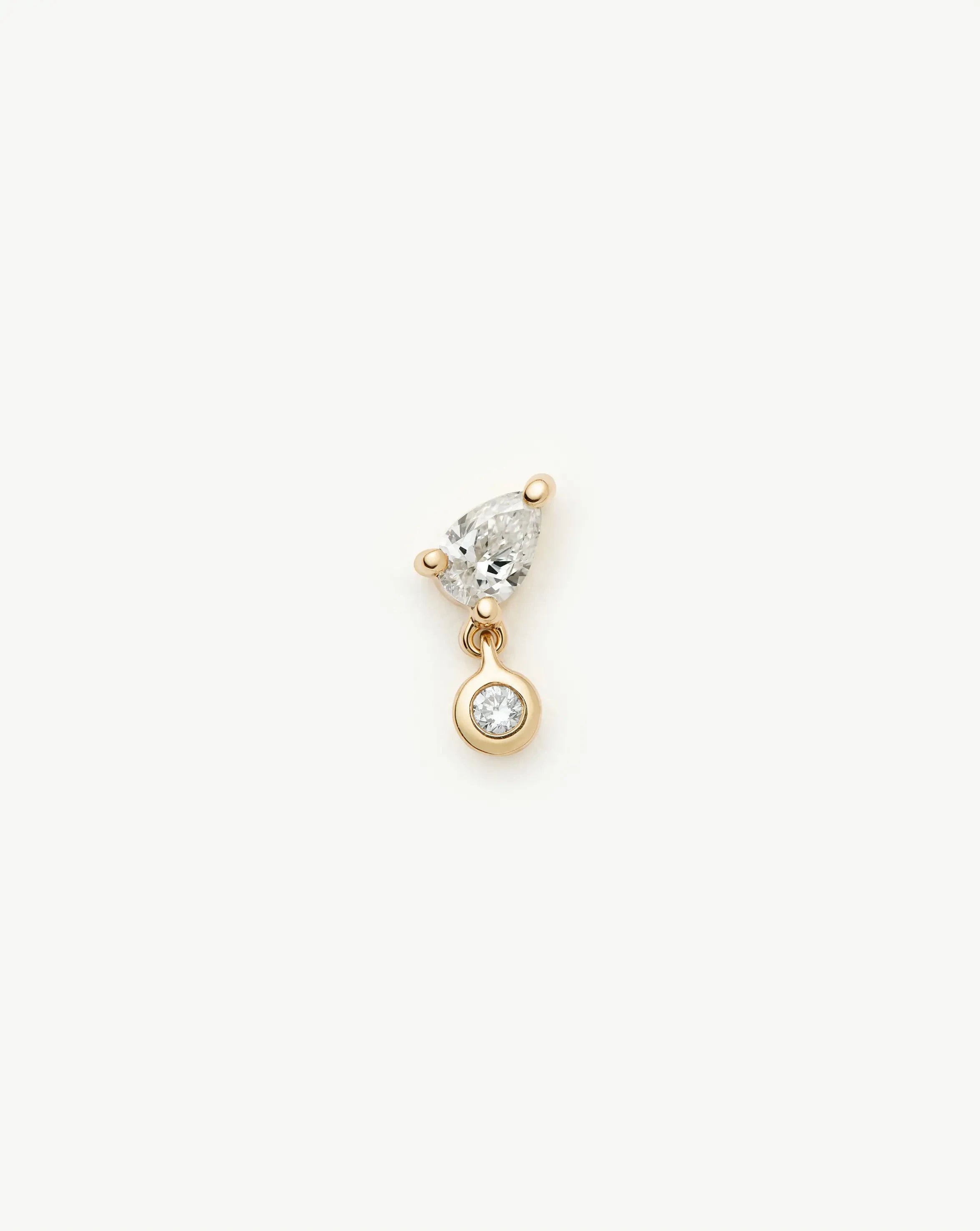 Solid Gold Pear Diamond Charm Flat Back Stud Earring | 9ct Solid Gold Earrings Missoma 
