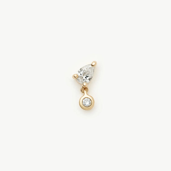 Solid Gold Pear Diamond Charm Flat Back Stud Earring | 9ct Solid Gold Earrings Missoma 